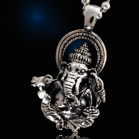 Elephant Meditation Status 925 Silver Pendant